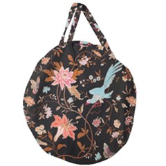 Vintage Floral Pattern Giant Round Zipper Tote