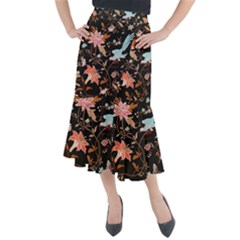 Vintage Floral Pattern Midi Mermaid Skirt