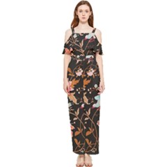 Vintage Floral Pattern Draped Sleeveless Chiffon Jumpsuit