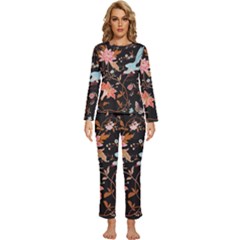 Vintage Floral Pattern Womens  Long Sleeve Lightweight Pajamas Set