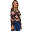 Vintage Floral pattern Long Sleeve V-Neck Top View3