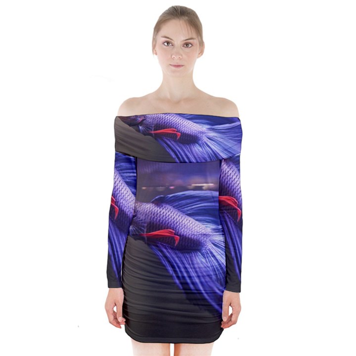 Betta Fish Photo And Wallpaper Cute Betta Fish Pictures Long Sleeve Off Shoulder Dress