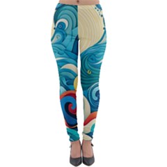 Waves Ocean Sea Abstract Whimsical (2) Lightweight Velour Leggings by Jancukart