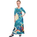 Waves Ocean Sea Abstract Whimsical (2) Kids  Quarter Sleeve Maxi Dress View1