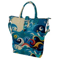 Waves Ocean Sea Abstract Whimsical (2) Buckle Top Tote Bag by Jancukart