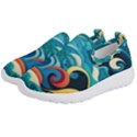 Waves Ocean Sea Abstract Whimsical (2) Kids  Slip On Sneakers View2