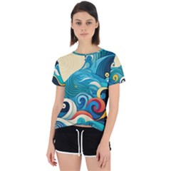 Waves Ocean Sea Abstract Whimsical (2) Open Back Sport Tee by Jancukart