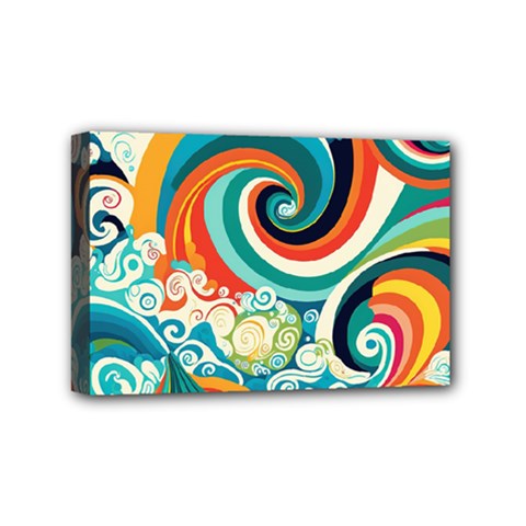 Wave Waves Ocean Sea Abstract Whimsical Mini Canvas 6  X 4  (stretched) by Jancukart