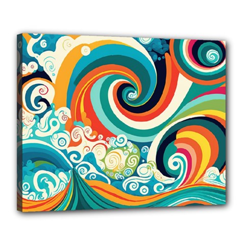 Wave Waves Ocean Sea Abstract Whimsical Canvas 20  X 16  (stretched) by Jancukart