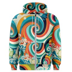 Wave Waves Ocean Sea Abstract Whimsical Men s Zipper Hoodie