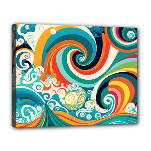 Wave Waves Ocean Sea Abstract Whimsical Canvas 14  X 11  (stretched) by Jancukart