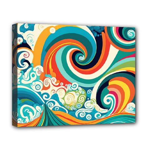 Wave Waves Ocean Sea Abstract Whimsical Deluxe Canvas 20  X 16  (stretched)