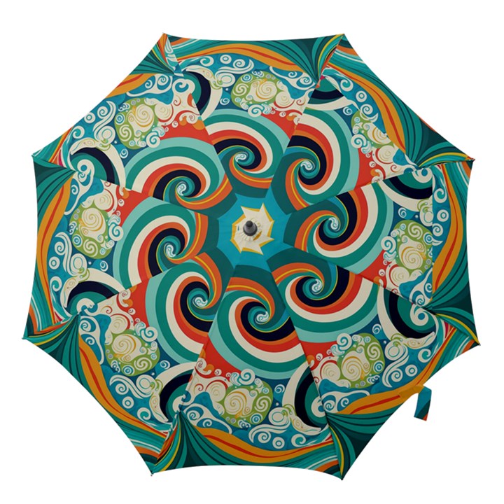 Wave Waves Ocean Sea Abstract Whimsical Hook Handle Umbrellas (Large)