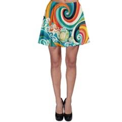 Wave Waves Ocean Sea Abstract Whimsical Skater Skirt by Jancukart