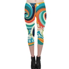 Wave Waves Ocean Sea Abstract Whimsical Capri Leggings 