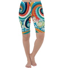 Wave Waves Ocean Sea Abstract Whimsical Cropped Leggings 