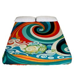 Wave Waves Ocean Sea Abstract Whimsical Fitted Sheet (california King Size)