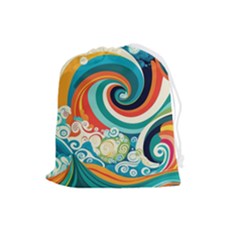 Wave Waves Ocean Sea Abstract Whimsical Drawstring Pouch (large)