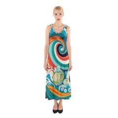 Wave Waves Ocean Sea Abstract Whimsical Sleeveless Maxi Dress