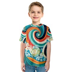 Wave Waves Ocean Sea Abstract Whimsical Kids  Sport Mesh Tee