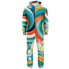 Wave Waves Ocean Sea Abstract Whimsical Hooded Jumpsuit (men)