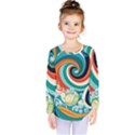 Wave Waves Ocean Sea Abstract Whimsical Kids  Long Sleeve Tee View1