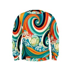 Wave Waves Ocean Sea Abstract Whimsical Kids  Sweatshirt