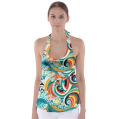 Wave Waves Ocean Sea Abstract Whimsical Babydoll Tankini Top