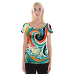 Wave Waves Ocean Sea Abstract Whimsical Cap Sleeve Top