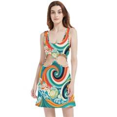 Wave Waves Ocean Sea Abstract Whimsical Velour Cutout Dress by Jancukart