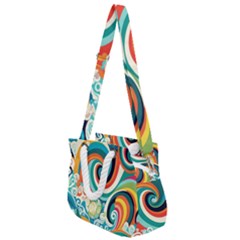 Wave Waves Ocean Sea Abstract Whimsical Rope Handles Shoulder Strap Bag