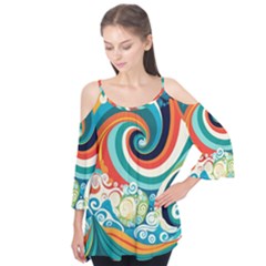 Wave Waves Ocean Sea Abstract Whimsical Flutter Tees