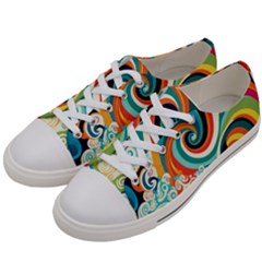 Wave Waves Ocean Sea Abstract Whimsical Women s Low Top Canvas Sneakers