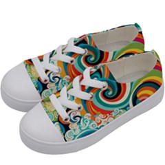 Wave Waves Ocean Sea Abstract Whimsical Kids  Low Top Canvas Sneakers