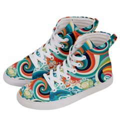 Wave Waves Ocean Sea Abstract Whimsical Women s Hi-top Skate Sneakers by Jancukart