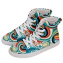 Wave Waves Ocean Sea Abstract Whimsical Women s Hi-Top Skate Sneakers View2