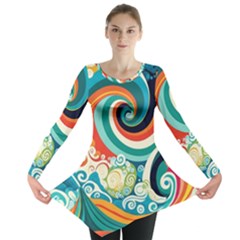 Wave Waves Ocean Sea Abstract Whimsical Long Sleeve Tunic 