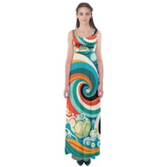 Wave Waves Ocean Sea Abstract Whimsical Empire Waist Maxi Dress