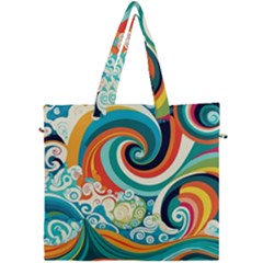 Wave Waves Ocean Sea Abstract Whimsical Canvas Travel Bag by Jancukart