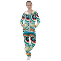 Wave Waves Ocean Sea Abstract Whimsical Women s Tracksuit by Jancukart