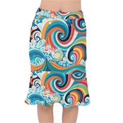 Wave Waves Ocean Sea Abstract Whimsical Short Mermaid Skirt by Jancukart