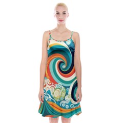 Wave Waves Ocean Sea Abstract Whimsical Spaghetti Strap Velvet Dress