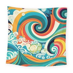 Wave Waves Ocean Sea Abstract Whimsical Square Tapestry (large)