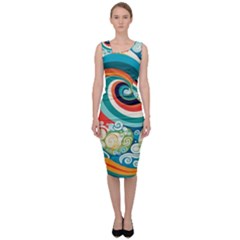 Wave Waves Ocean Sea Abstract Whimsical Sleeveless Pencil Dress