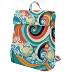 Wave Waves Ocean Sea Abstract Whimsical Flap Top Backpack by Jancukart