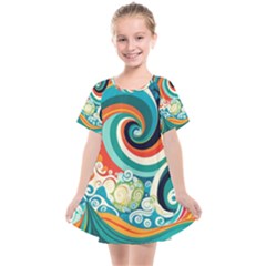 Wave Waves Ocean Sea Abstract Whimsical Kids  Smock Dress