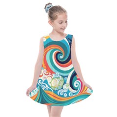 Wave Waves Ocean Sea Abstract Whimsical Kids  Summer Dress