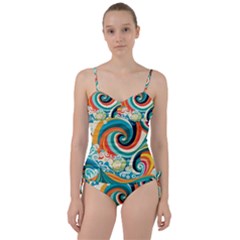 Wave Waves Ocean Sea Abstract Whimsical Sweetheart Tankini Set