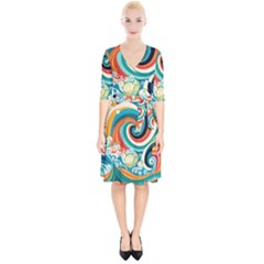 Wave Waves Ocean Sea Abstract Whimsical Wrap Up Cocktail Dress