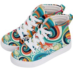 Wave Waves Ocean Sea Abstract Whimsical Kids  Hi-top Skate Sneakers by Jancukart